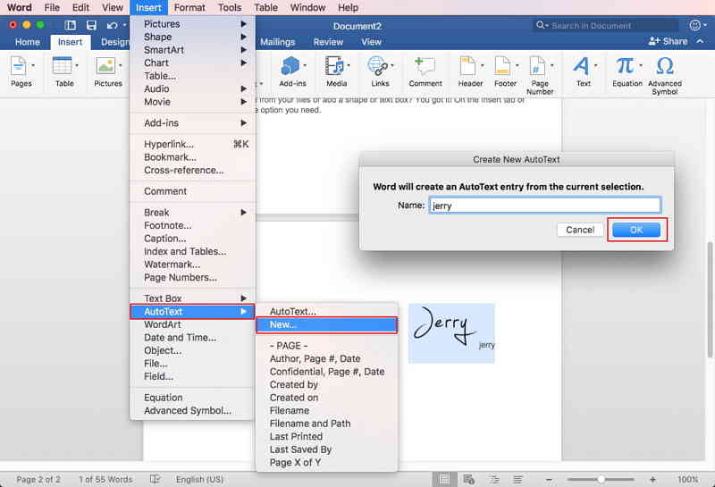 mac, add text above a table in word for mac